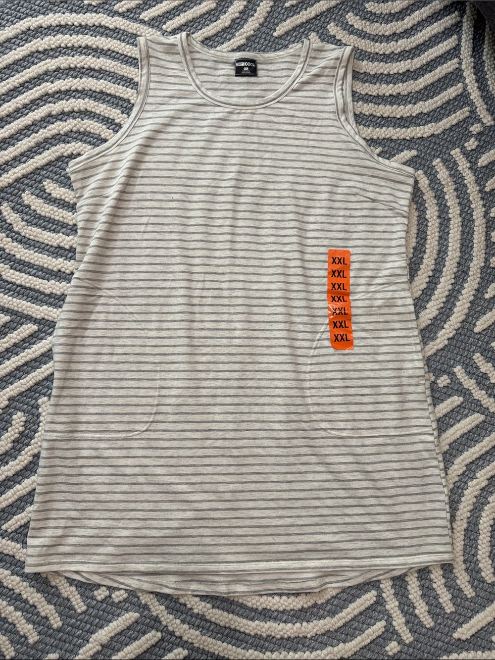 32 Degrees Cool Tank Dress XXL Gray Stripe Sleeveless Pocket T-Shirt Dress Soft